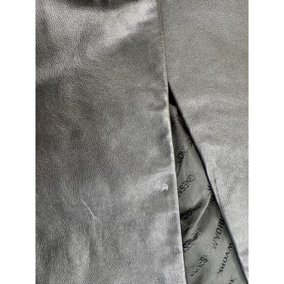 Vintage Jones Wear Sport Black Leather Button Front Long Coat L Classic 90s Y2K - Picture 11 of 12